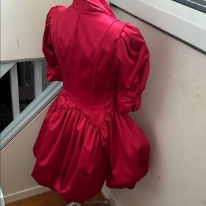 Halloween Steampunk whimsygoth cosplay Red heavy satin piped dress coat w peplum